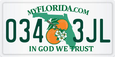 FL license plate 0343JL