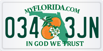 FL license plate 0343JN