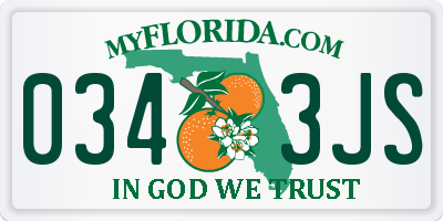 FL license plate 0343JS