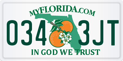 FL license plate 0343JT