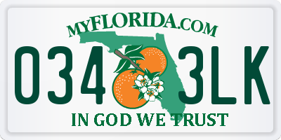 FL license plate 0343LK