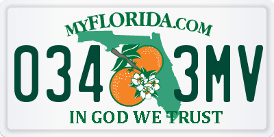 FL license plate 0343MV
