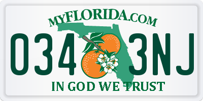 FL license plate 0343NJ
