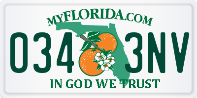 FL license plate 0343NV