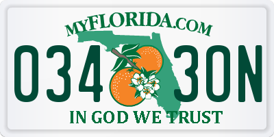 FL license plate 0343ON