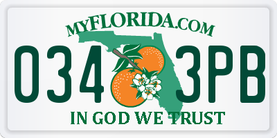 FL license plate 0343PB
