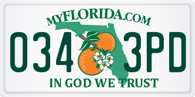 FL license plate 0343PD