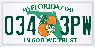 FL license plate 0343PW
