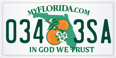 FL license plate 0343SA