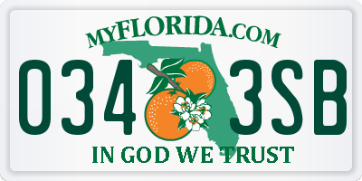 FL license plate 0343SB