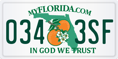 FL license plate 0343SF