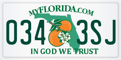 FL license plate 0343SJ