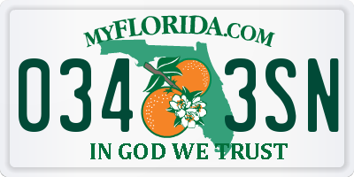 FL license plate 0343SN