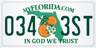 FL license plate 0343ST