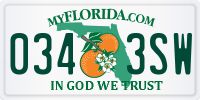 FL license plate 0343SW