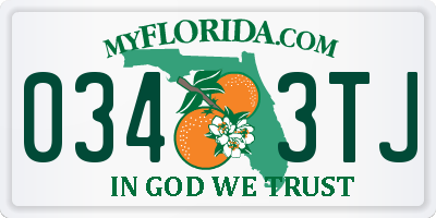 FL license plate 0343TJ