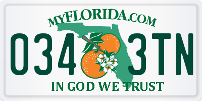 FL license plate 0343TN