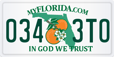 FL license plate 0343TO