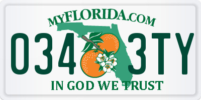 FL license plate 0343TY