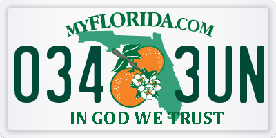 FL license plate 0343UN