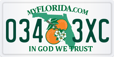 FL license plate 0343XC