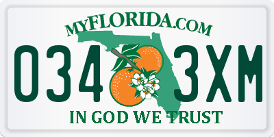FL license plate 0343XM
