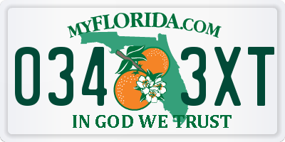 FL license plate 0343XT