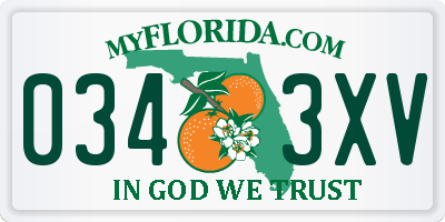 FL license plate 0343XV