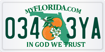 FL license plate 0343YA