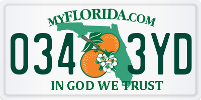 FL license plate 0343YD