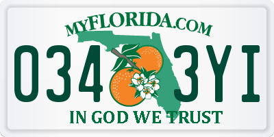 FL license plate 0343YI