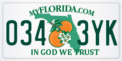 FL license plate 0343YK