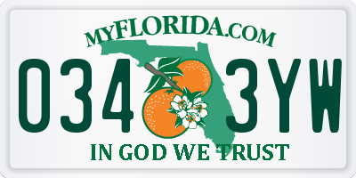 FL license plate 0343YW