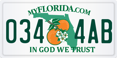 FL license plate 0344AB