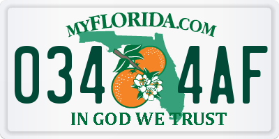 FL license plate 0344AF