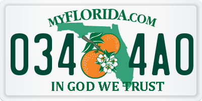 FL license plate 0344AO