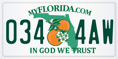 FL license plate 0344AW