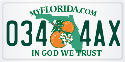 FL license plate 0344AX