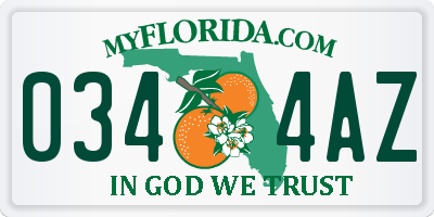 FL license plate 0344AZ