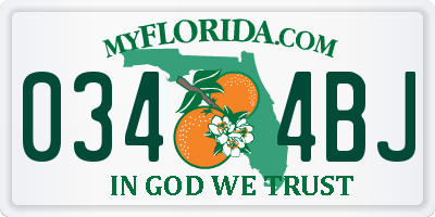 FL license plate 0344BJ