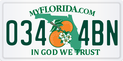 FL license plate 0344BN