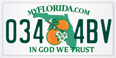 FL license plate 0344BV