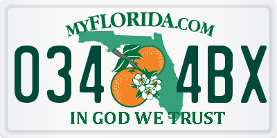 FL license plate 0344BX