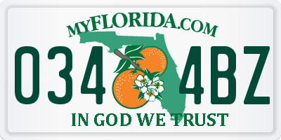 FL license plate 0344BZ