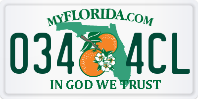 FL license plate 0344CL