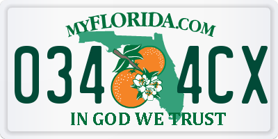 FL license plate 0344CX