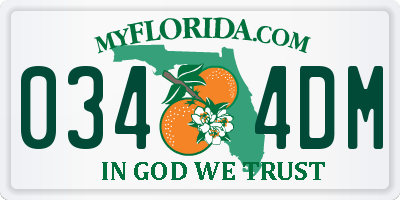 FL license plate 0344DM