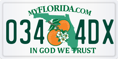 FL license plate 0344DX