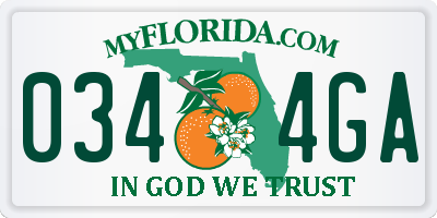 FL license plate 0344GA