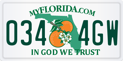 FL license plate 0344GW